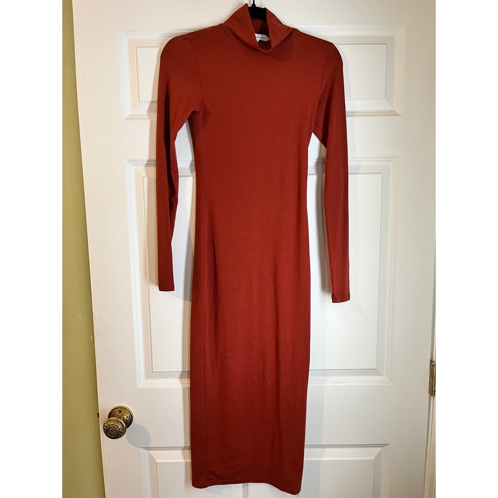 Good American Brick Long Sleeve Turtleneck Midi Bodycon Dress Size XS - Picture 3 of 8